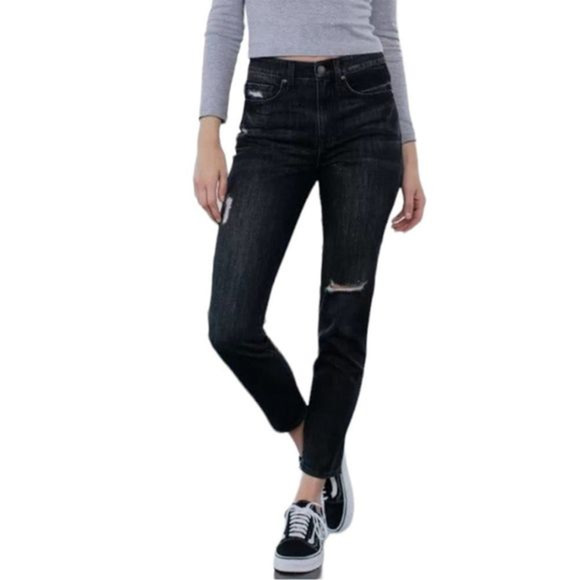 RSQ Vintage Mom Distressed Jeans Black Size 26 - Picture 1 of 10